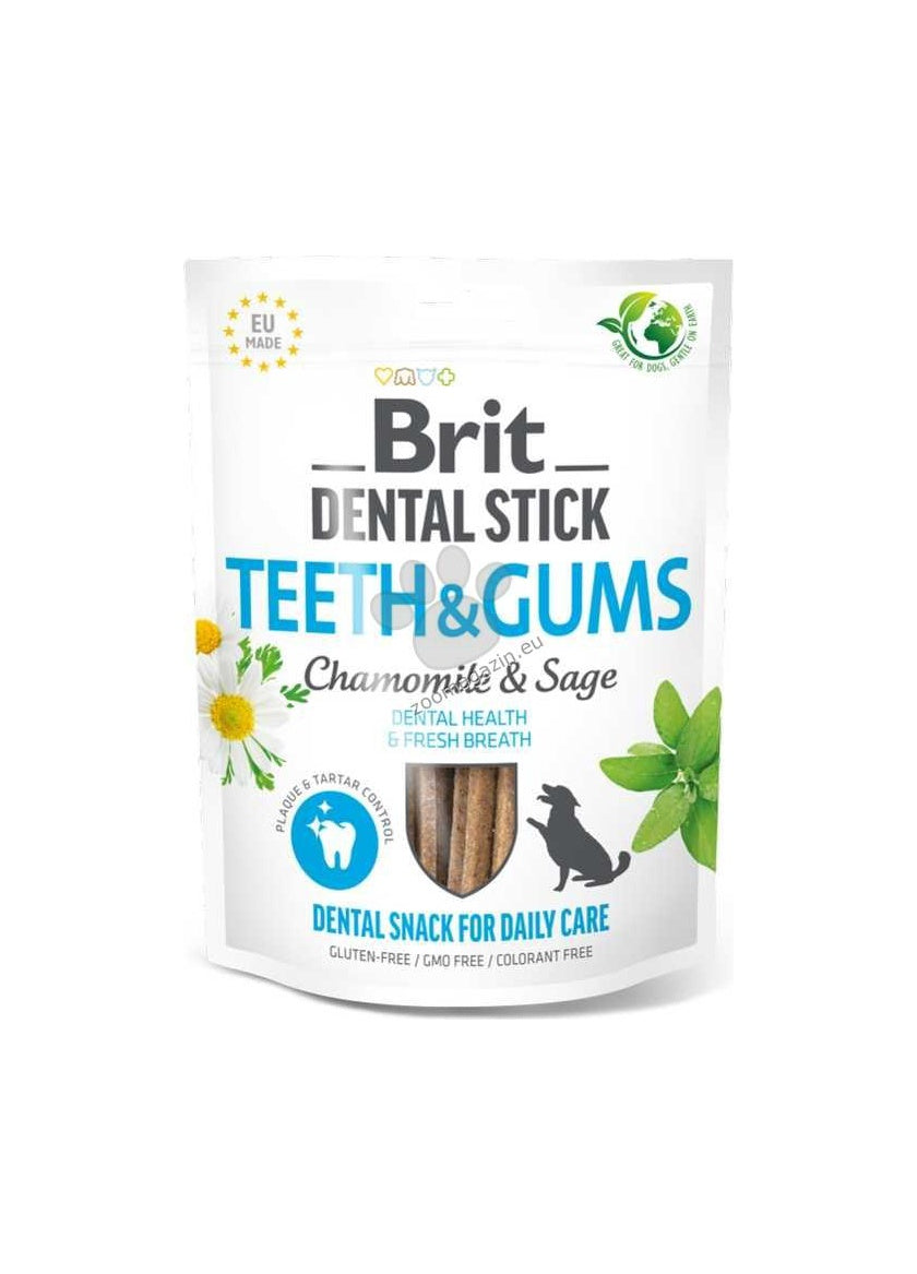 Brit Dental Stick Teeth and Gums with Chamomile and Sage - дентални лакомства с лайка и градински чай 7 бр