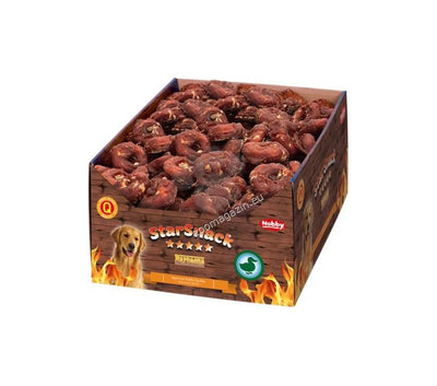 Nobby StarSnack Barbecue Duck Donut - поничка от пресована кожа с патешко месо, кутия, 5см, 200 бр
