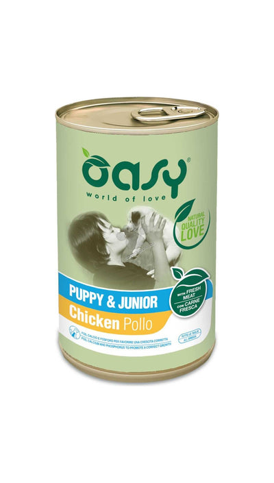 Oasy Pate Dog Puppy Chicken - пълноценна храна за кученца от всички породи на възраст до 12 месеца с пилешко месо 400 гр.