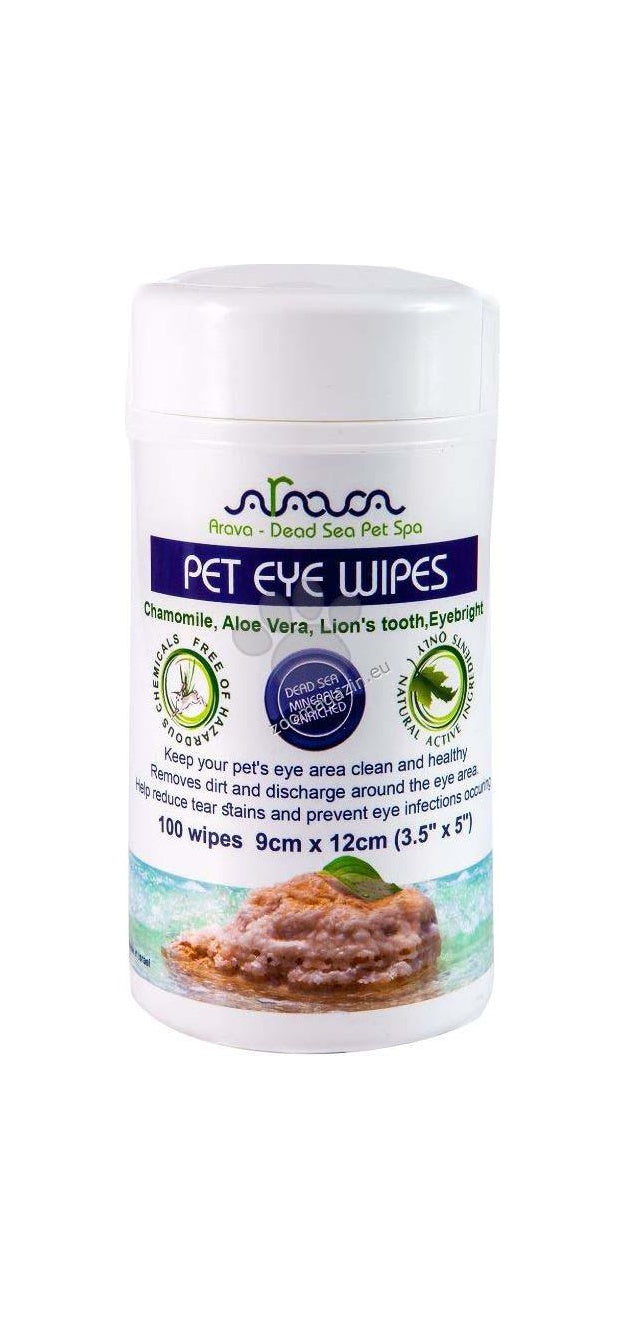 Arava Pet Eye Wipes - кърпички за почистване на зоната около очите за кучета и котки 100 бр