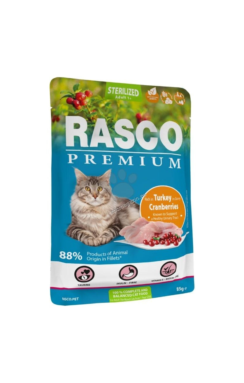 Rasco Premium Sterilised Turkey - пауч за кастрирани котки със пуешко в сос 85 гр.