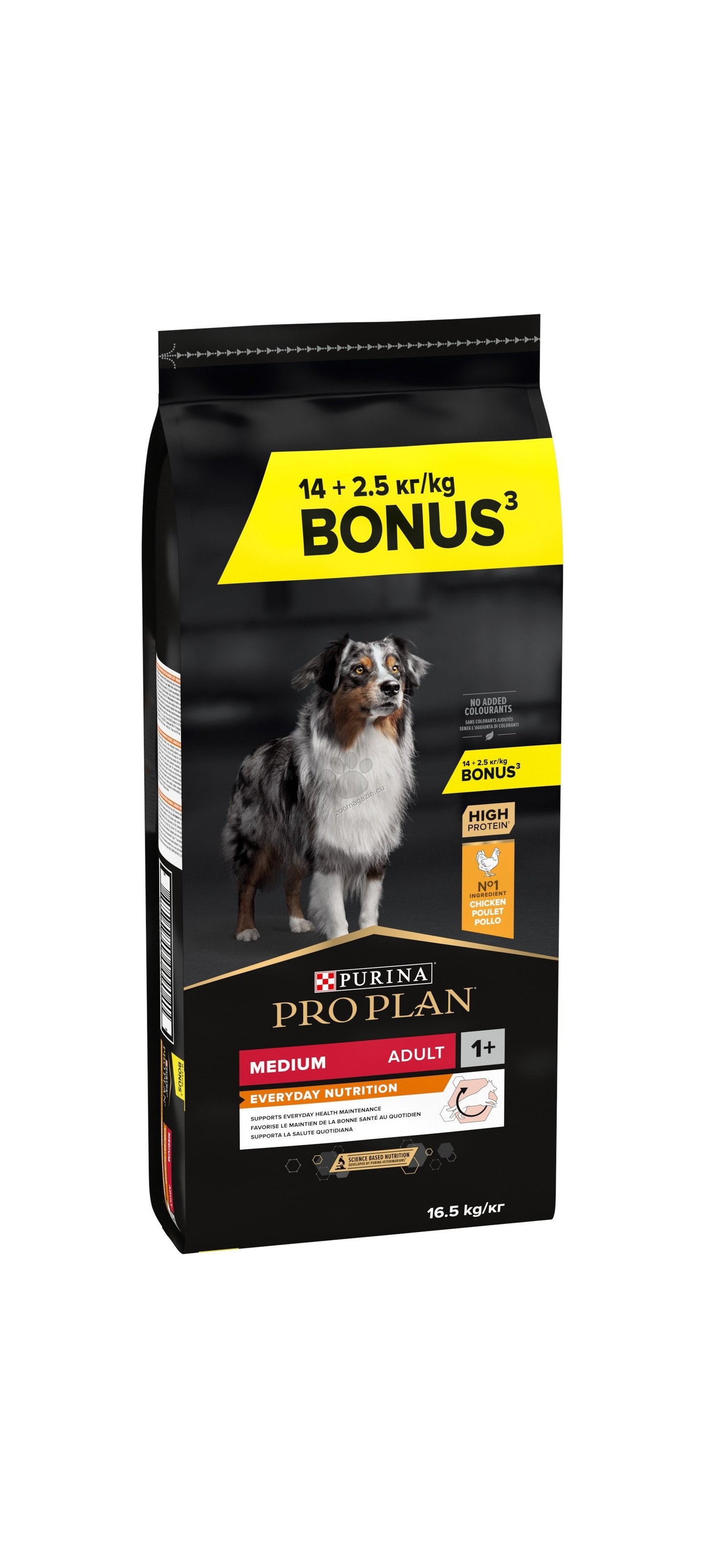 Pro Plan Adult Medium Chicken - суха храна за кучета от средни породи с пилешко месо 14 + 2,5 кг