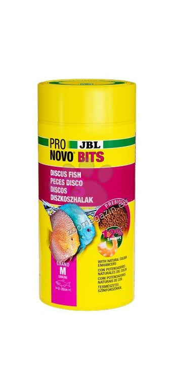 JBL ProNovo Bits Grano M - oсновна храна на гранули за дискуси южноамерикански цихлиди 1000 мл