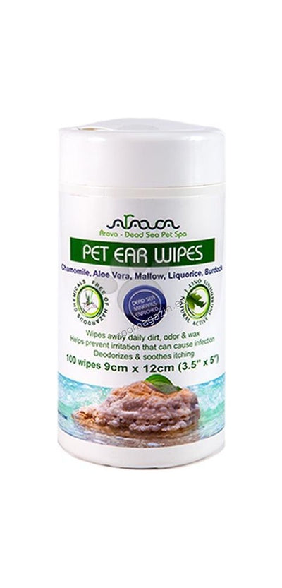 Arava Pet Ear Wipes - кърпички за почистване на уши за кучета и котки 100 бр