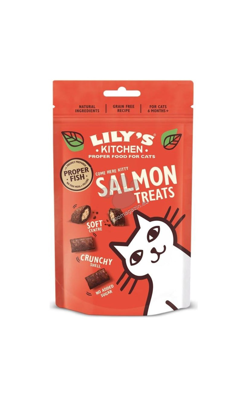 Lilys Kitchen Cat Salmon Pillow Treats - лакомство за котки със сьомга 60 гр.
