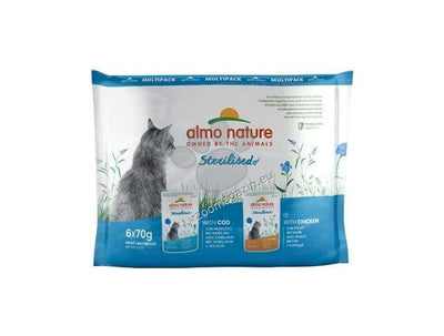 Almo Nature Functional Holistix Sterilised Multipack with Cod and Chicken - мултиопаковка паучове за котка с треска и пилешко месо 6 х 70 гр