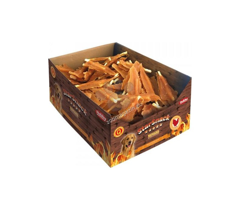 Nobby StarSnack Barbecue Chicken Stick L - солета от пресована кожа с пилешко филе ,кутия, 15см, 106 бр
