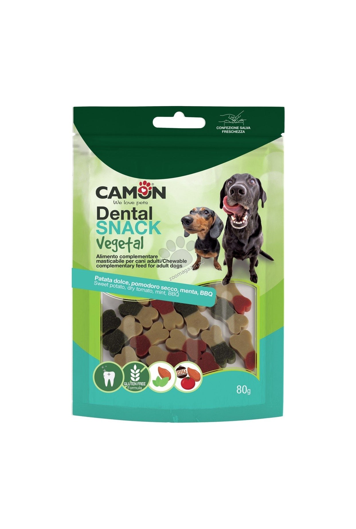Camo Dental Vegetable Snack Two Color Bones - дентални лакомства със зеленчуци 80 гр