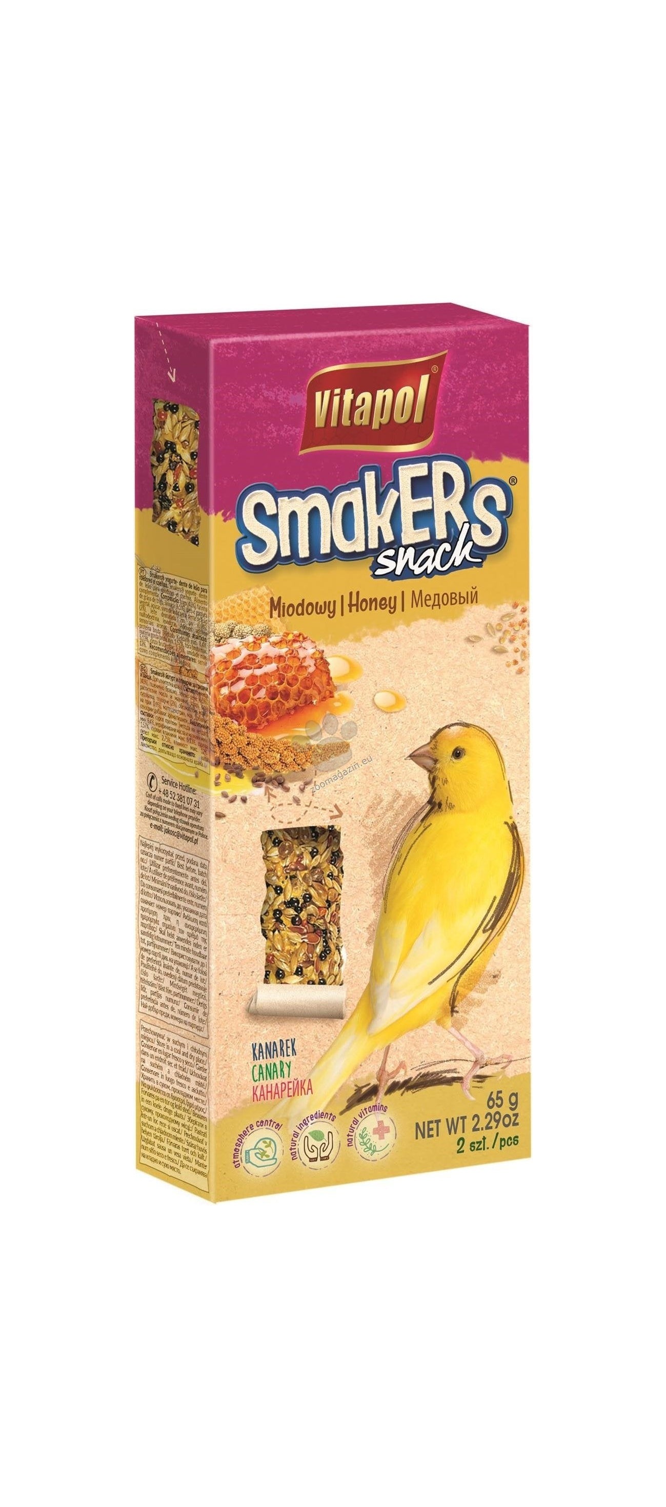 Vitapol Smakers Snack - лакомство за канарчета с мед 65 гр