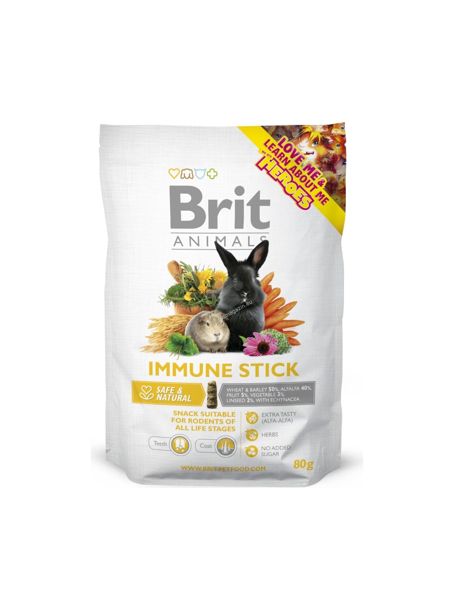 Brit Animals Immune Stick for Rodents - имуностимулиращи стиккове за гризачи 80 гр