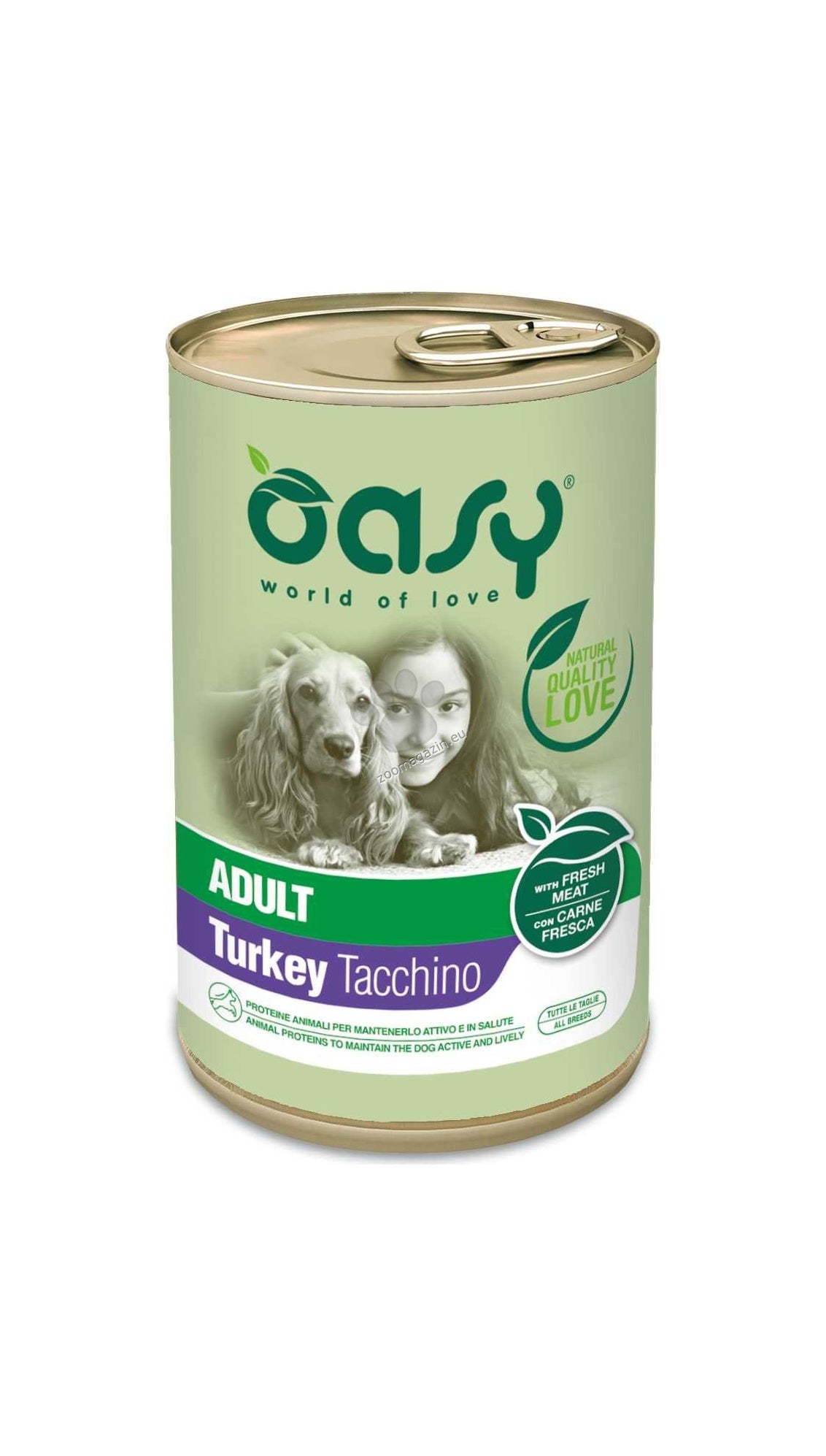 Oasy Dog Pate Adult With Turkey - пълноценна храна за кучета в зряла възраст с пуешко месо 400 гр