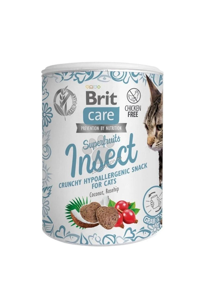 Brit Care Cat Snack Superfruits Insect - лакомства за възрастни котки с насекоми и плодове 100 гр