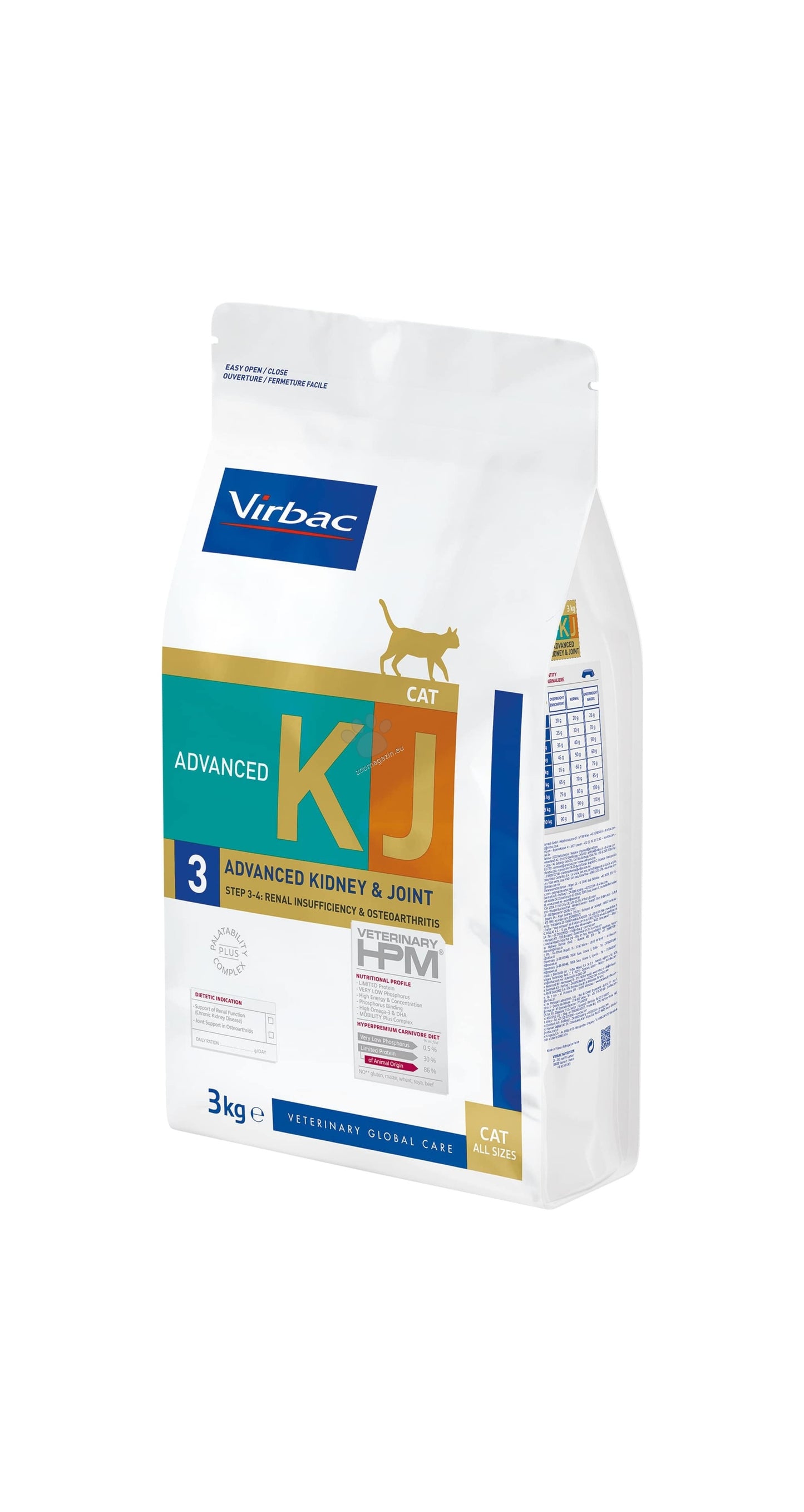 Virbac KJ3 Advanced - Диетична храна за котки с хронична бъбречна недостатъчност и остеоартроза 1.5 кг.