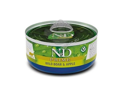 N&D Prime Cat Adult Wild Boar & Apple - пълноценна мокра храна за котки в зряла възраст с глиганско и ябълка 70 гр.