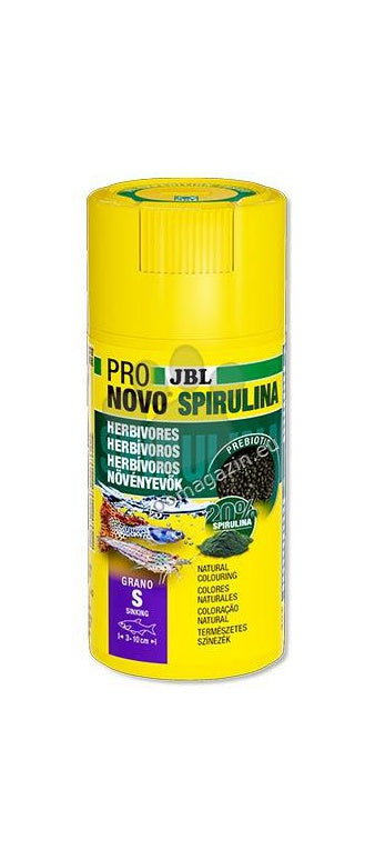 JBL ProNovo Spirulina Grano Click S - основна храна за растителноядни риби на гранули 100 мл