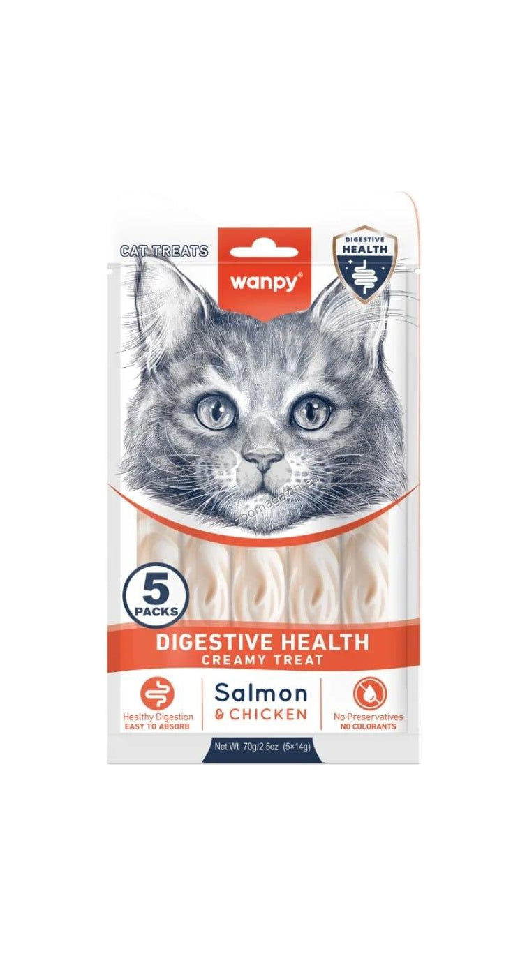 Wanpy Cat Digestive Health - кремообразно лакомство за добро храносмилане 5 х 14 гр
