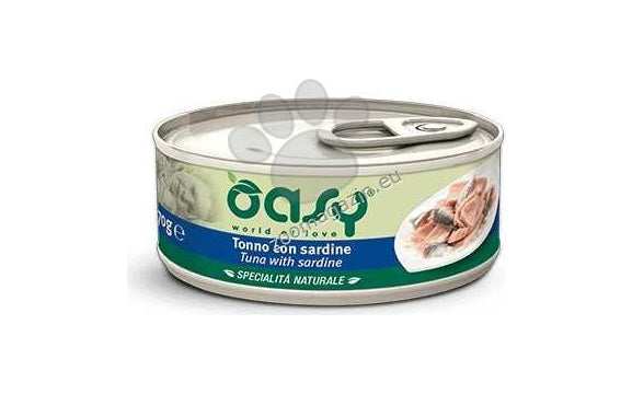 Oasy Nature Adult Sardine and Tuna - консерва за възрастни котки със сардини и риба тон 70 гр