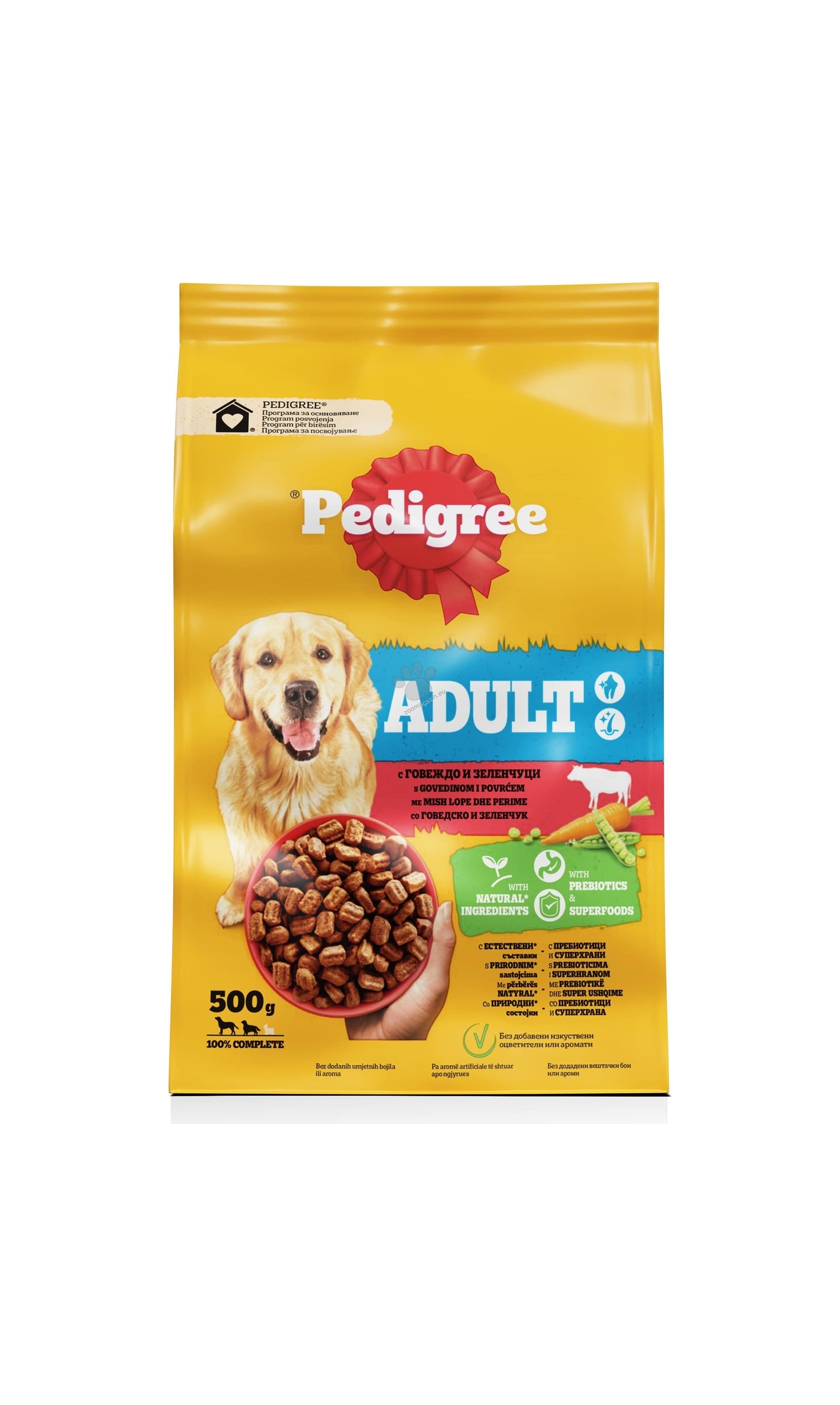 Pedigree Adult Beef and Vegetables - пълноценна храна за кучета с говеждо и зеленчуци 500 гр