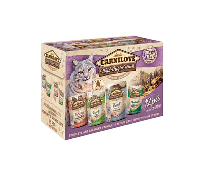 Carnilove Wild Origin Fillets - мултиопаковка паучове за котки 12 x 85 гр