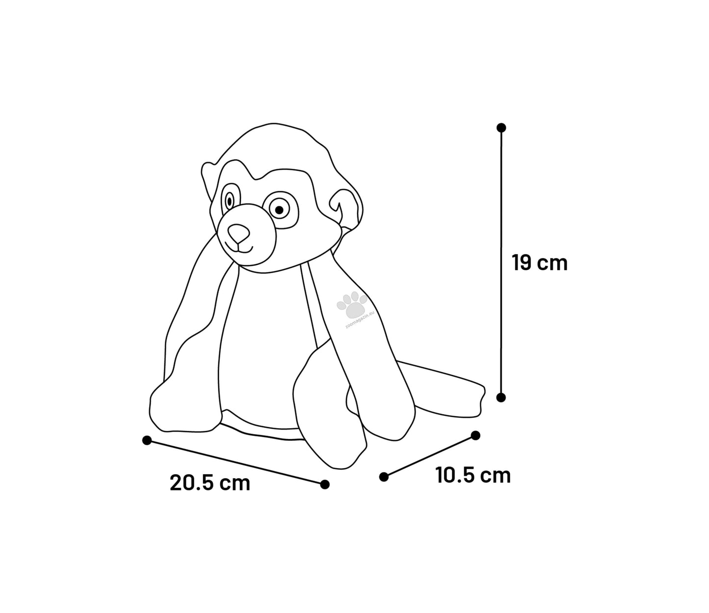 Flamingo Toy Drala Monkey - плюшена играчка 20,5 / 10,5 / 19 см