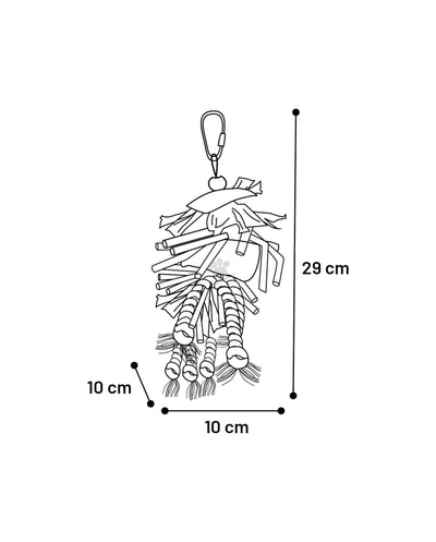 Flamingo Bt Falk - играчка за папагал от памучно въже, дърво, пластмаса и хартия 29 см