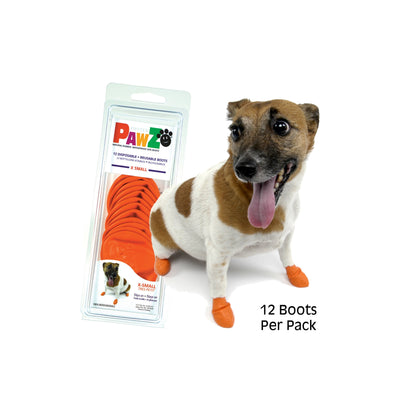 Pawz XS Orange - каучукова водоустойчива обувка за кучета с дължина на лапата до 5 см, оранжева, 1 брой
