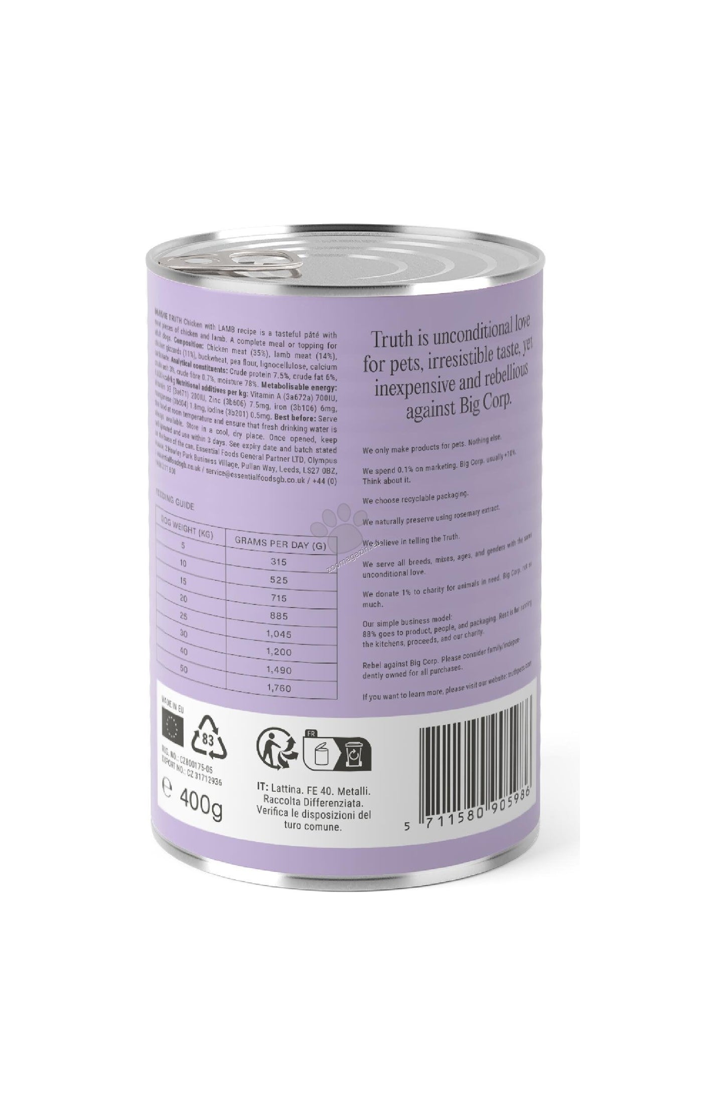 Truth Chicken and Lamb Pate Recipe - пълноценен пастет за кучета с пиле и агне 400 гр.