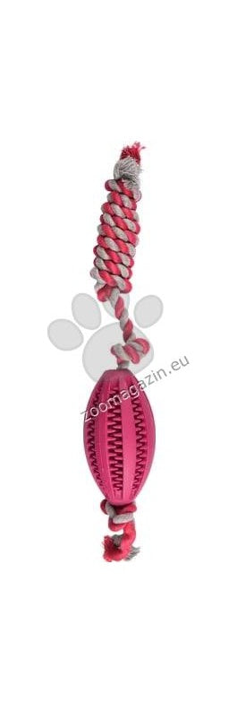 Flamingo Rubber Rugby Ball with Rope - дентална играчка с въже 11 см.