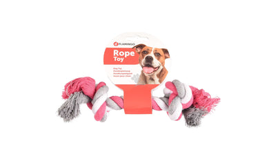 Flamingo Jim Cord with 2 Knots Fuchsia - играчка за куче, розова