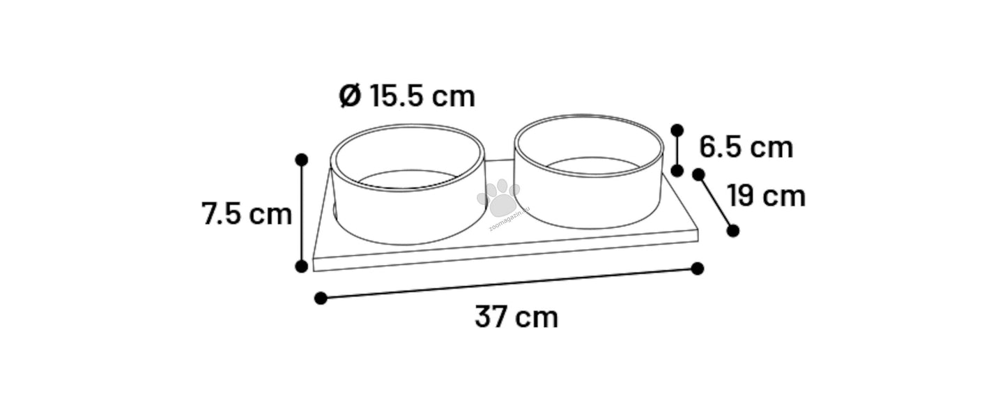 Flamingo Feeding and Drinking bowl Duo Dinner Nervo - купички с дървена поставка 2 х 840 мл