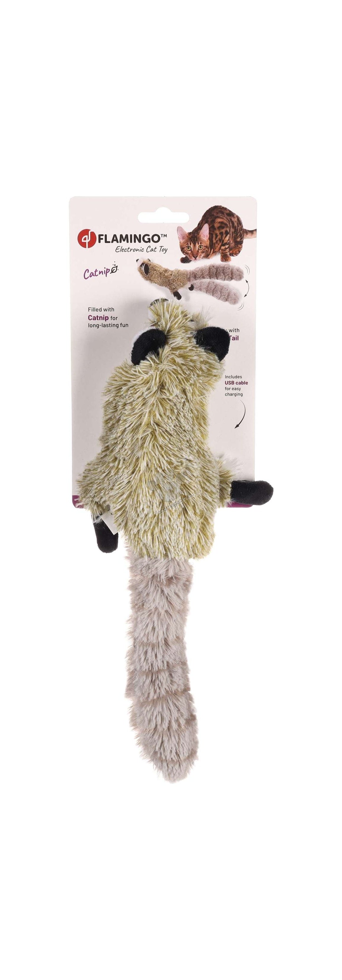 Flamingo CT Flapso Moving Raccoon Grey - плюшена играчка за котка 36 см