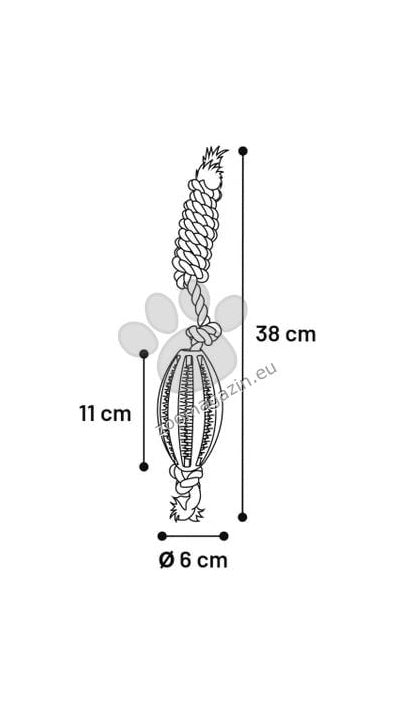 Flamingo Rubber Rugby Ball with Rope - дентална играчка с въже 11 см.