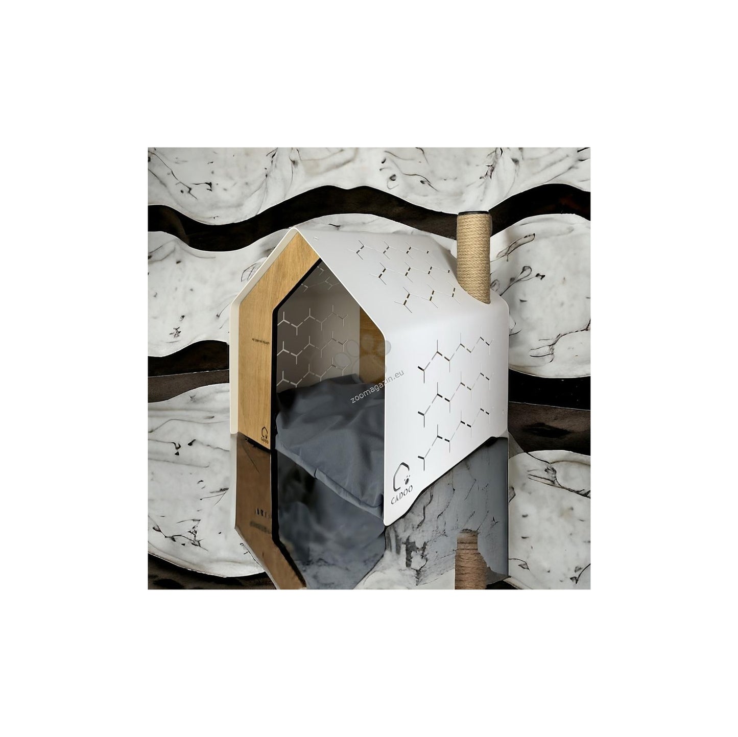 Cadoo Krabi Chimney Soft White - луксозна къщичка за домашни любимци 52 / 50 / 50