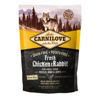 Carnilove Fresh Chicken & Rabbit Muscles, Bones & Joints for Adult dogs - супер премиум формула за зрели кучета с пилешко и заек