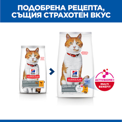 Hills Science Plan Sterilised Cat Young Adult Chicken - с пилешко месо, за млади кастрирани котки от 6 месеца до 6 години