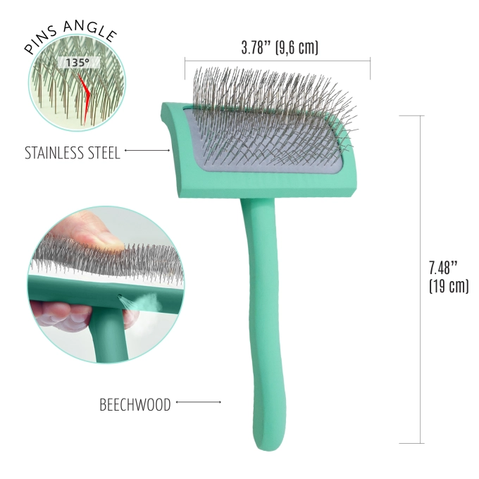 Tauro Pro Line Curved Wooden Brush M - извита дървена четка 6,1 / 19 см, зелен