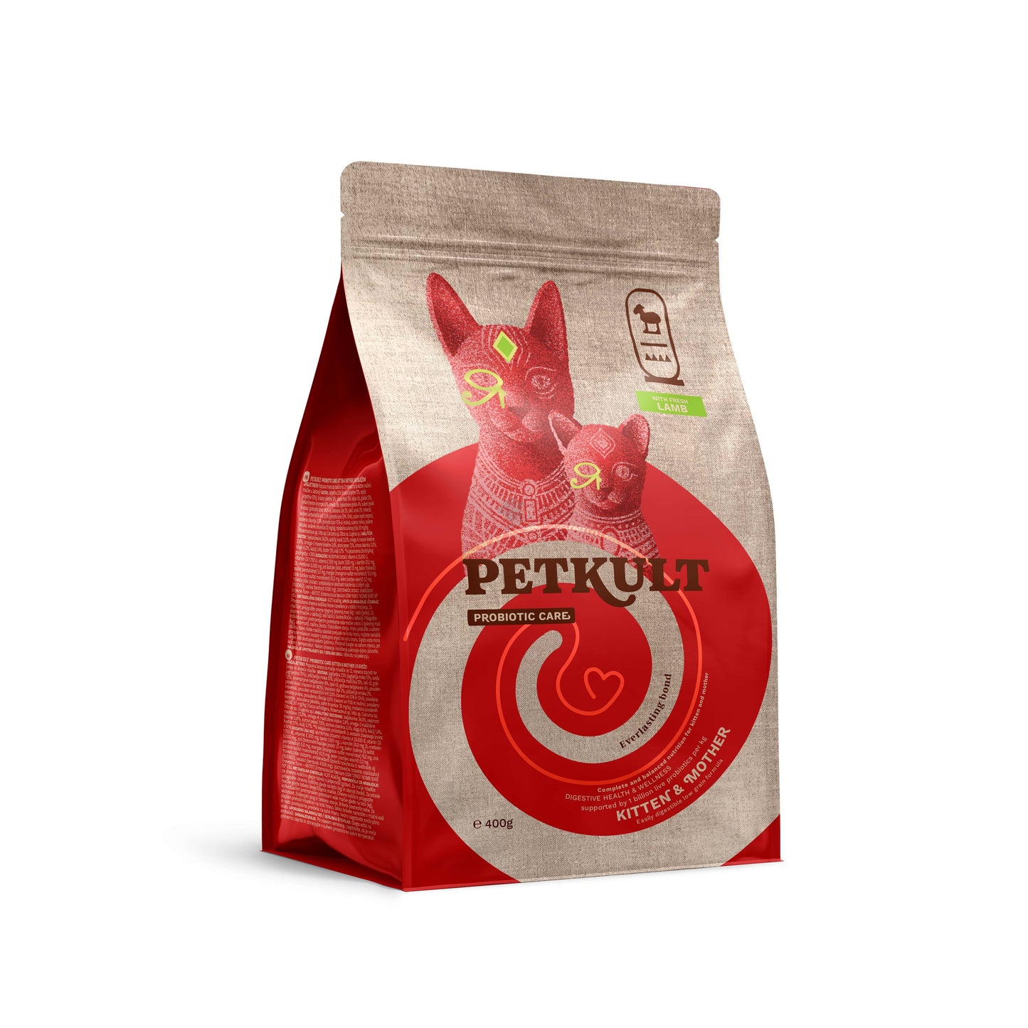 Petkult Kitten Probiotic Care - пълноценна храна за котенца, бременни и кърмещи котки с агнешко месо 400 гр