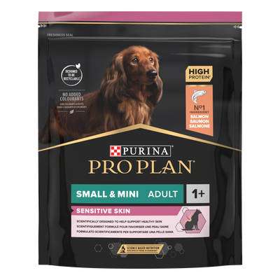 Pro Plan Adult Small and Mini Sensitive Skin - суха храна със сьомга за кучета от дребни и мини породи с чувствителна кожа 3 кг