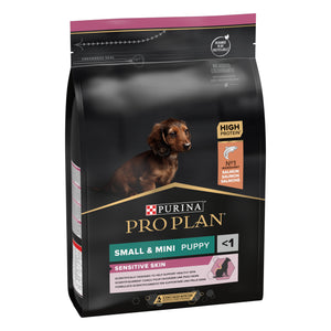 PRO PLAN Dog Small&Mini Puppy Sensitive Skin - пълноценна храна за малки кученца от дребни породи с чувствителна кожа със сьомга 3кг
