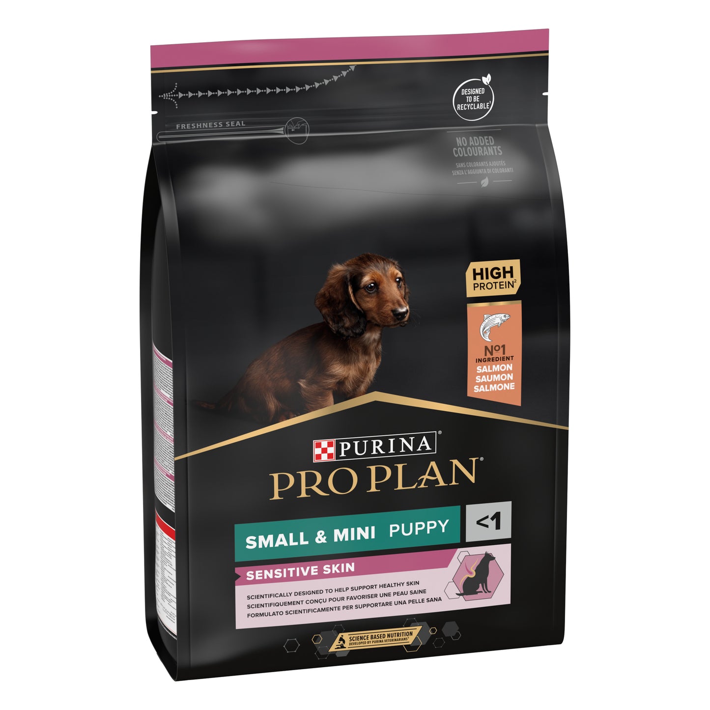 PRO PLAN Dog Small&Mini Puppy Sensitive Skin - пълноценна храна за малки кученца от дребни породи с чувствителна кожа със сьомга 3кг