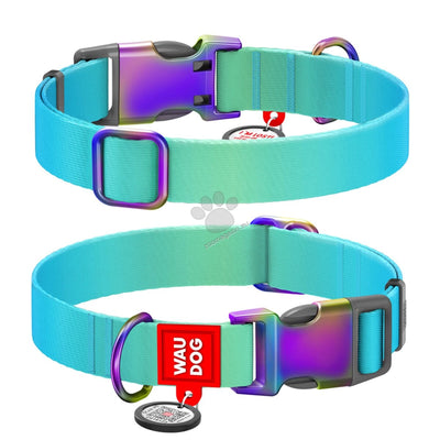 Waudog Collar Gradient Blue L - нашийник с QR код за сигурност 33 / 49 см / 25 мм