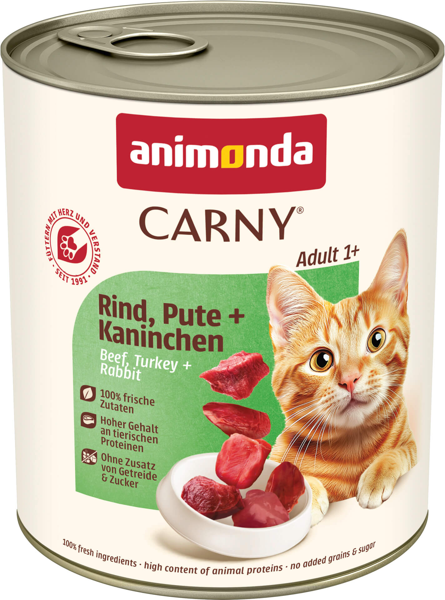 Carny Adult Beef, Turkey and Rabbit - консерва за котки с говеждо, пуешко и заешко месо, стек 6 х 800 гр