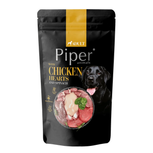 Piper Adult Chicken Hearts and Spinach - пауч с пилешки сърца и спанак 10 х 150 гр