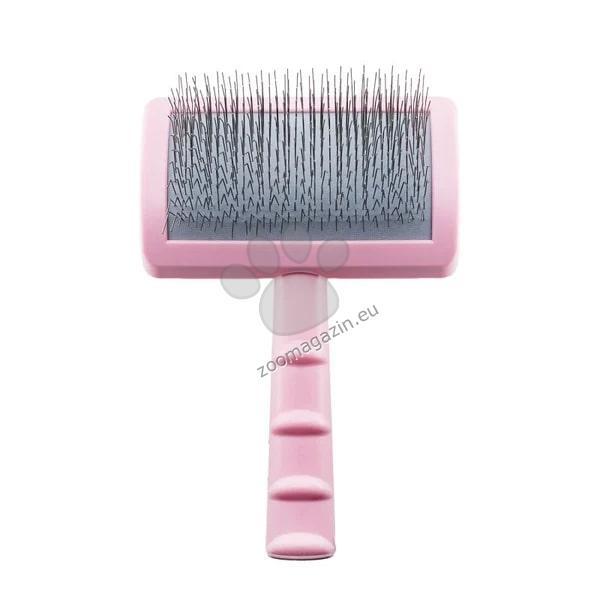 Tauro Pro Line Brush L - пластмасова четка с тънки и меки зъби 17,5 / 10,6 / 6,2 см, розов