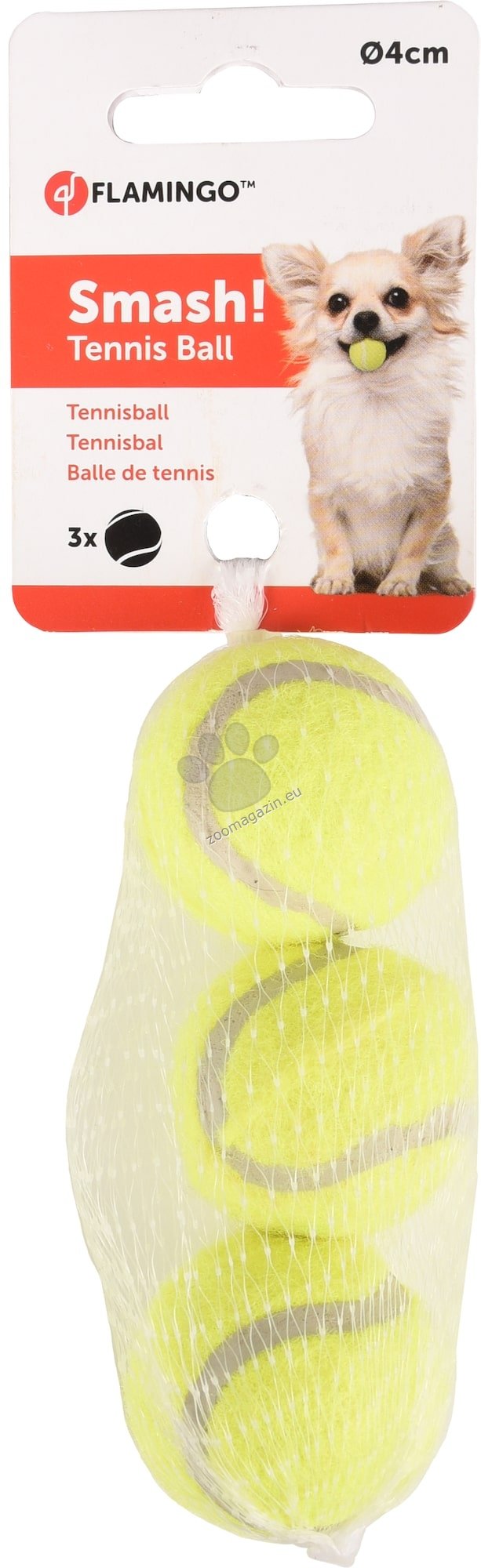 Flamingo Toy Smash Tennis Ball - гумена играчка за куче 4 см, 3 броя