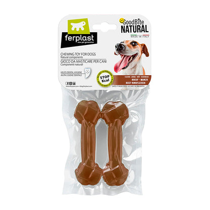 Ferplast - GoodBite Natural Beef Bone S - кокал за дъвчене от царевично нишесте с вкус на говеждо 8.2 см. 2 бр.