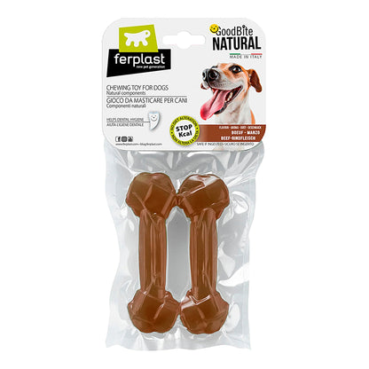 Ferplast - GoodBite Natural Beef Bone S - кокал за дъвчене от царевично нишесте с вкус на говеждо 8.2 см. 2 бр.