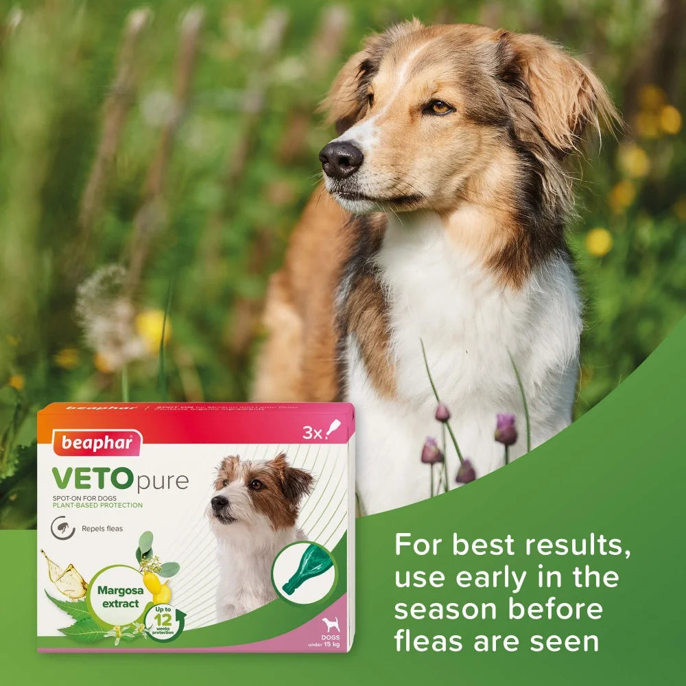 Beaphar Veto Pure Bio Spot On Dog - противопаразитни пипети за кучета, 3 броя