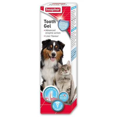 Beaphar Tooth gel – гел за зъби с аромат на дроб, ензими протеаза и глюкозооксидаза амилоглюкозидаза 100 мл
