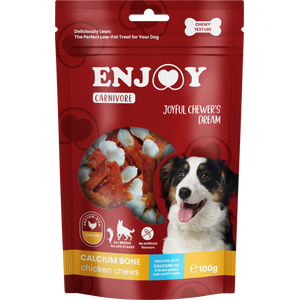 Enjoy Carnivore Calcium Bone Chicken Chews - калциево кокалче с пилешко месо 100 гр